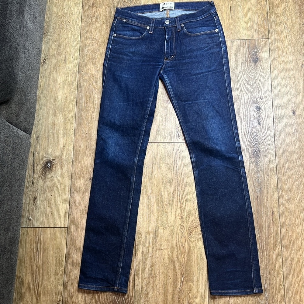Acne Studios Max Raw Slim Straight Jeans Size 29 - Picture 2 of 9